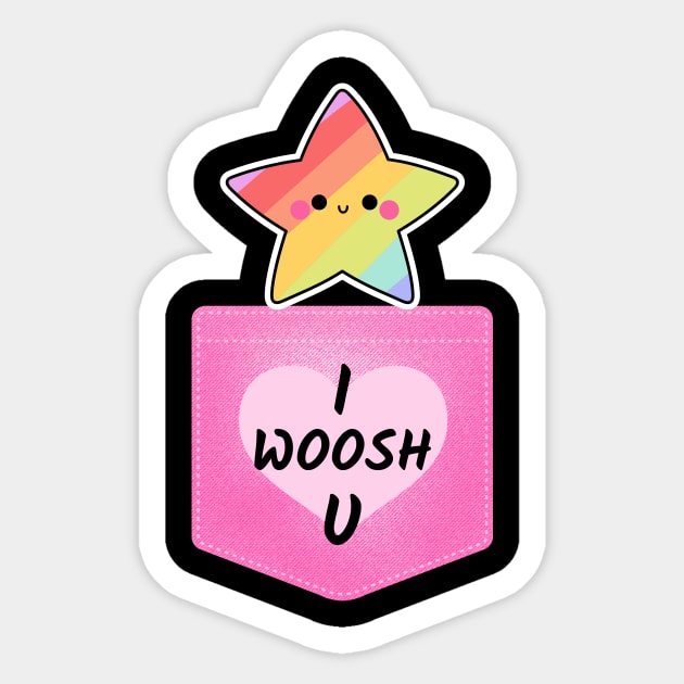 Cute Stargazing Design I Woosh U Sticker by 46 DifferentDesign